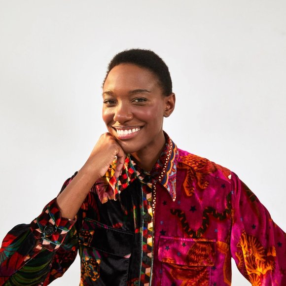 FARM RIO - Mixed Scarves Button-Front Shirt - Picture 5 of 10